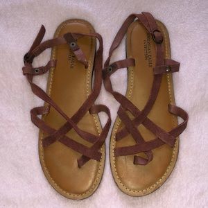 Barely worn AE leather strap sandals.